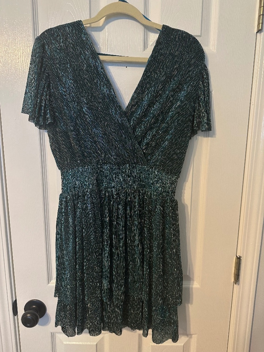 Sparkly green mini cocktail dress